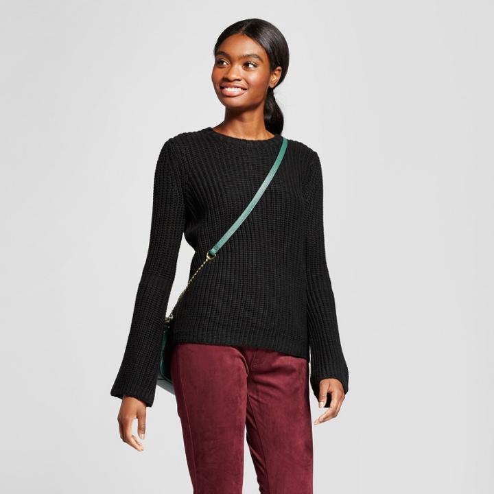 Women's Bell Sleeve Sweater - K By Kersh Black