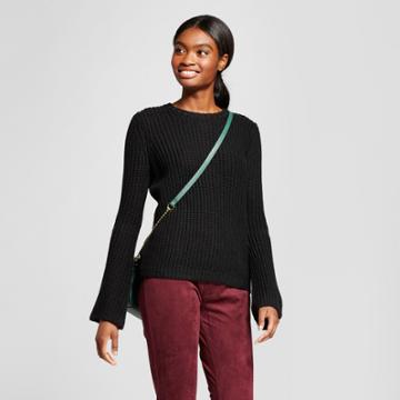 Women's Bell Sleeve Sweater - K By Kersh Black