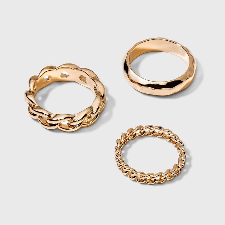 Smooth Band And Ball Ring Set - A New Day Gold