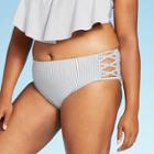 Women's Plus Size Seersucker Hipster Bikini Bottoms - Xhilaration Indigo Stripe 14w, Women's, Blue