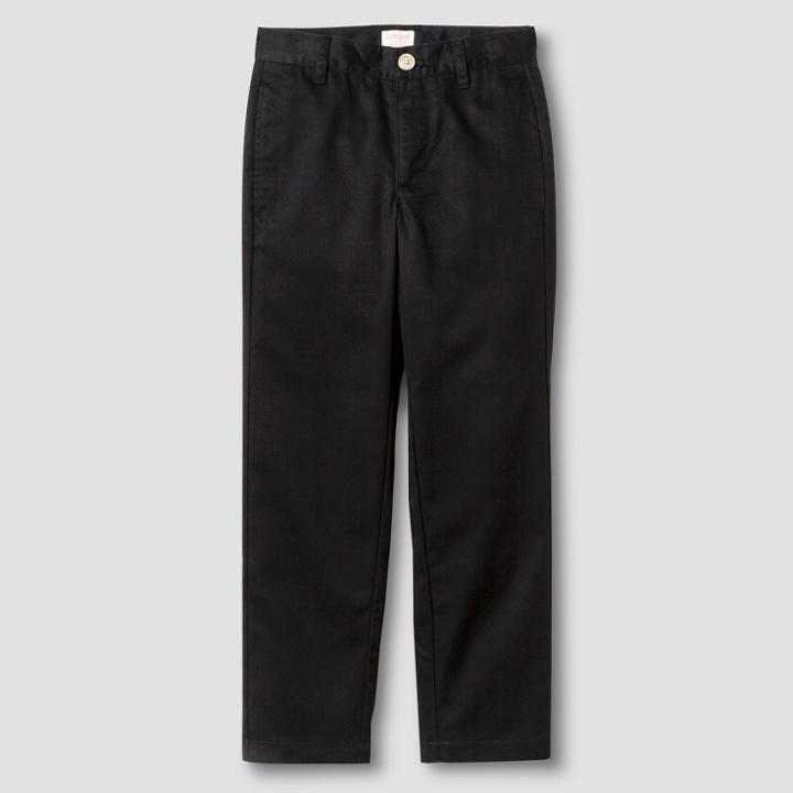 Boys' Reinforced Knee Flat Front Uniform Chino Pants - Cat & Jack Black