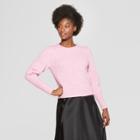 Women's Pleat Sleeve Pullover Sweater - A New Day Pink