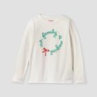 Girls' 'christmas Family Wreath' Long Sleeve Graphic T-shirt - Cat & Jack Light Cream Xs,