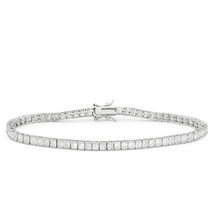 Target 2.5mm Square-cut Cubic Zirconia Tennis Bracelet In Sterling