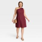 Women's Plus Size Sleeveless One Shoulder Dress - A New Day Burgundy