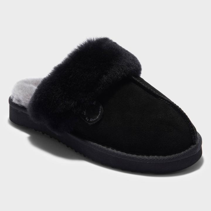 Women's Dluxe By Dearfoams Kimberly Genuine Shearling Scuff Slippers - Black