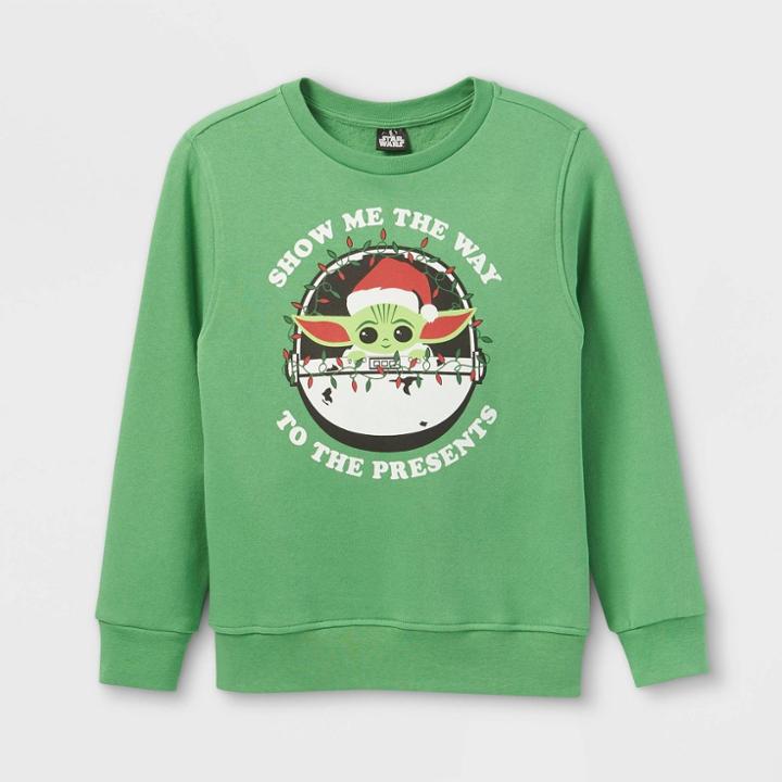 Boys' Star Wars Baby Yoda Fleece Pullover Sweatshirt - Green