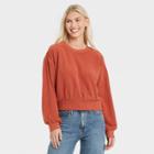 Women's Textured Fleece Sweatshirt - Universal Thread Orange