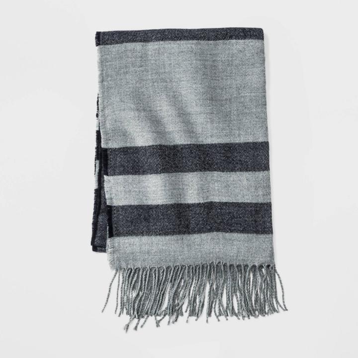 Men's Striped Scraf - Goodfellow & Co Gray/blue One Size,