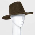 Women's Wide Brim Felt Western Fedora Hat - Universal Thread Olive Heather, Grey/green