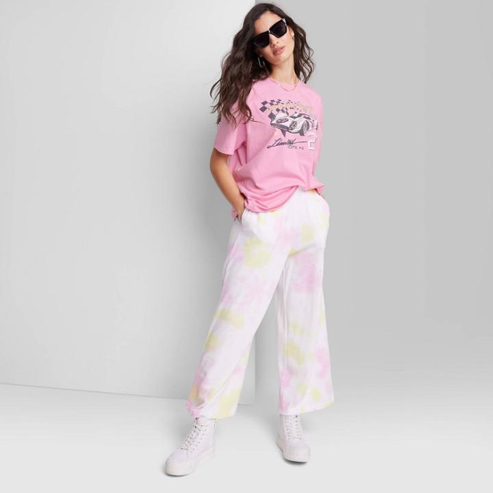 Women's Ascot + Hart Racer Short Sleeve Graphic Boyfriend T-shirt - Pink