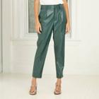 Women's Tapered Faux Leather Trousers - Prologue Green