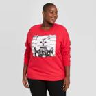 Zoe+liv Women's Bad Santa Plus Size Kitty Graphic Sweatshirt - Red Brick