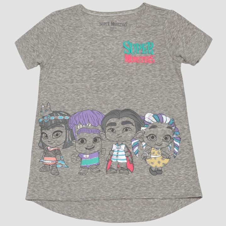 Petitenetflix Toddler Girls' Short Sleeve High Low T-shirt - Gray