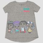 Petitenetflix Toddler Girls' Short Sleeve High Low T-shirt - Gray