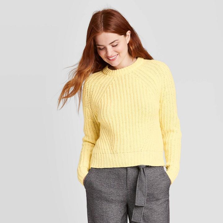 Women's Crewneck Pullover Sweater - A New Day Light Yellow