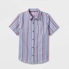 Boys' Woven Button-down Short Sleeve Shirt - Cat & Jack Blue