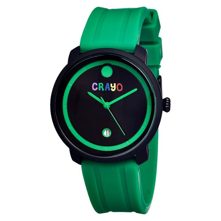 Women's Crayo Fresh Watch With Hinged Rubber Strap - Green/black