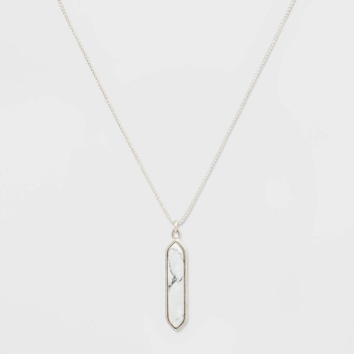 Recycled Metal With Semi-precious Howlite Stones Pendant Necklace - Universal Thread White, Women's