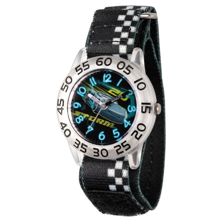Boys' Disney Cars 3 Jackson Storm Clear Plastic Time Teacher Watch - Black, Purple