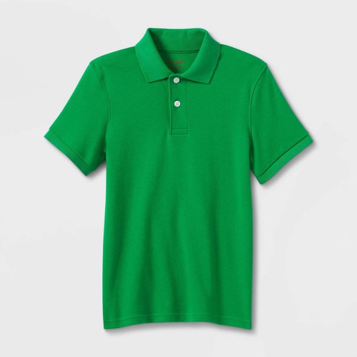 Plusboys' Short Sleeve Interlock Uniform Polo Shirt - Cat & Jack Green