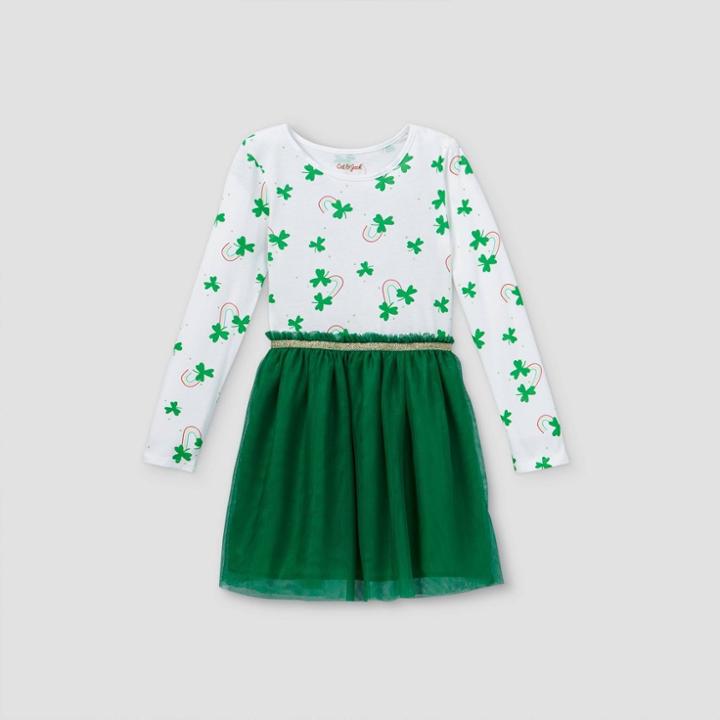 Girls' Shamrock Print Long Sleeve Tulle Dress - Cat & Jack White