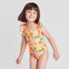 Toddler Girls' Dotted One Piece Swimsuit - Cat & Jack Feather Aqua 2t, Toddler Girl's, Blue