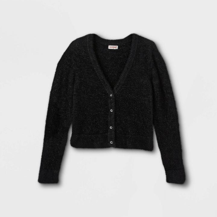 Girls' Eyelash Cardigan - Cat & Jack Black