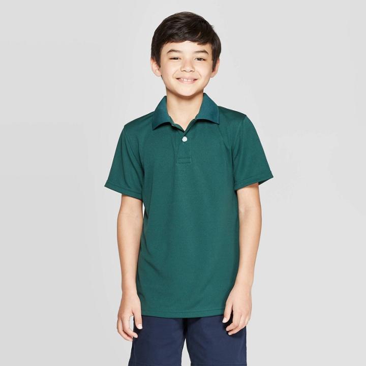Boys' Short Sleeve Performance Uniform Polo Shirt - Cat & Jack Jungle Gym Green