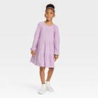 Girls' Tiered Long Sleeve Dress - Cat & Jack Dusty Violet