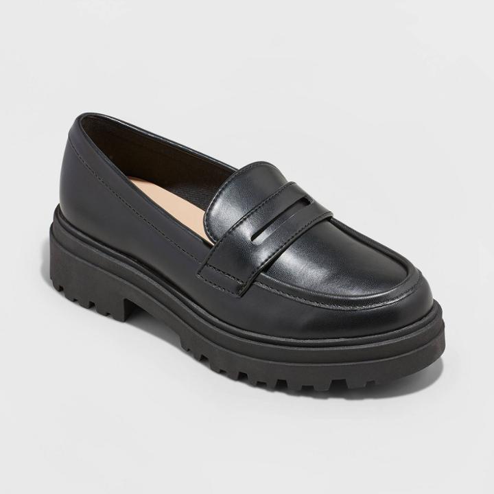 Women's Paris Platform Loafers - A New Day Black