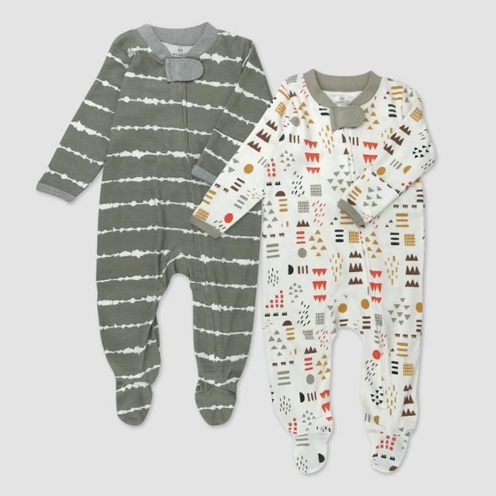 Honest Baby 2pk Organic Cotton Mountain Sleep N' Play - Newborn, Black