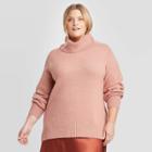 Women's Plus Size Turtleneck Tunic Sweater - Ava & Viv Pink X, Women's