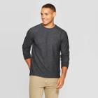 Men's Standard Fit Long Sleeve Textured Crew Neck Shirt - Goodfellow & Co Thundering Gray M,