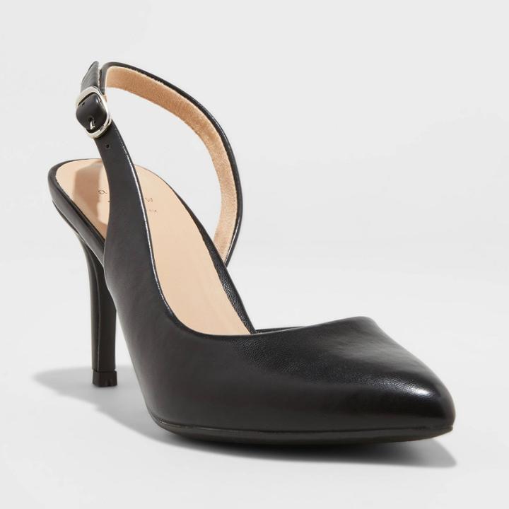 Women's Alma Slingback Heel Pumps - A New Day Black