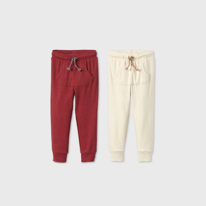Toddler Boys' 2pk Rib Jogger Pants - Cat & Jack Cream/red