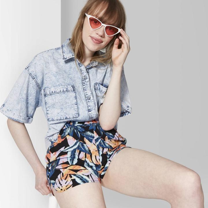 Women's Short Sleeve Button-down Shirt - Wild Fable Chambray