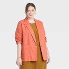Women's Plus Size Linen Blazer - A New Day Orange