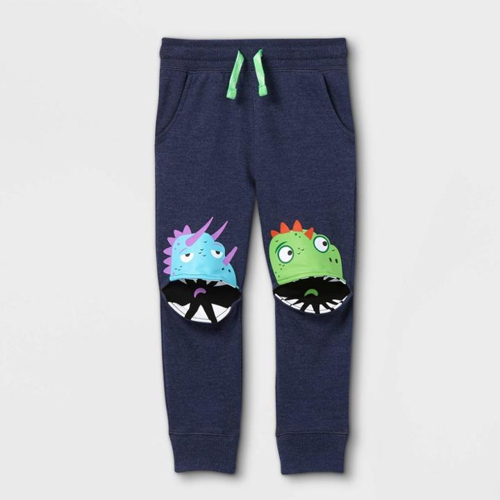 Toddler Boys' Monster Knee Knit Pull-on Jogger Pants - Cat & Jack Navy
