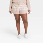 Women's Plus Size Mid-rise French Terry Pull-on Shorts - Universal Thread Tan/cream