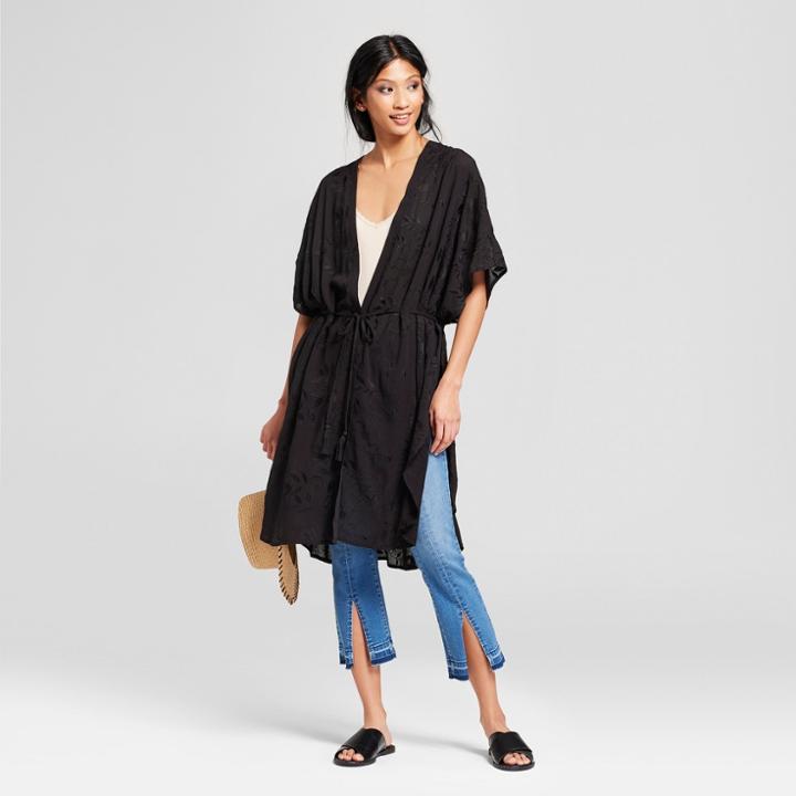 Women's Kimono - Needlework Black