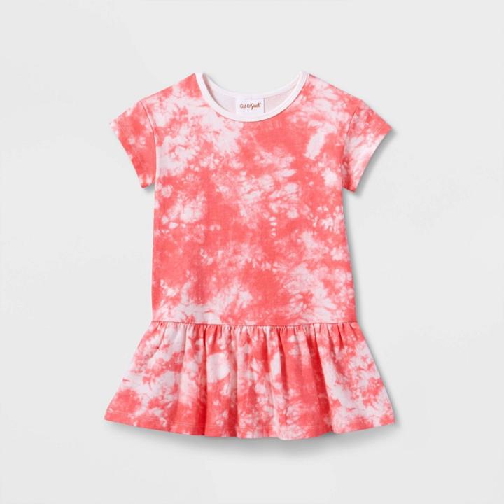 Toddler Solid Short Sleeve Pullover Dress - Cat & Jack Coral