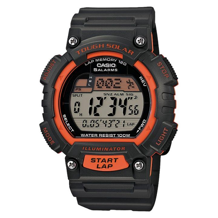Men's Casio Solar Powered Runner Watch With Orange Accents - Black (stls100h-4avcf)