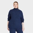 Women's Plus Size Mock Turtleneck Tunic Leisure Pullover Sweater - Universal Thread Navy