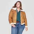 Women's Plus Size Sherpa Bonded Jacket - Universal Thread Tan X, Beige