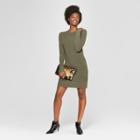 Women's Long Sleeve Crew Neck Sweater Dress - A New Day Olive (green)