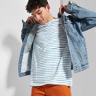 Men's Striped Regular Fit Short Sleeve Boxy T-shirt - Original Use Brilliant Blue