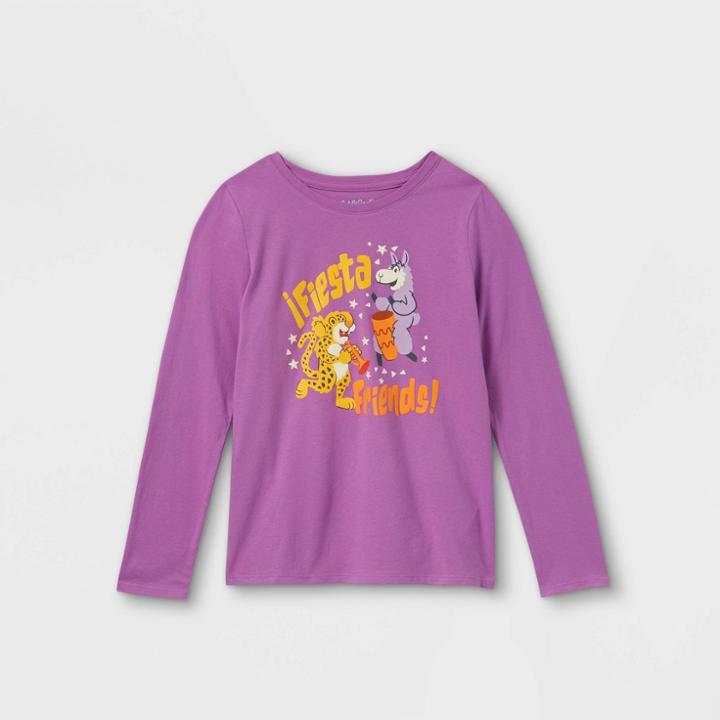 Girls' Printed Graphic Long Sleeve T-shirt - Cat & Jack Purple