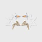 Sugarfix By Baublebar Two-tone Starburst Hoop Earrings - White