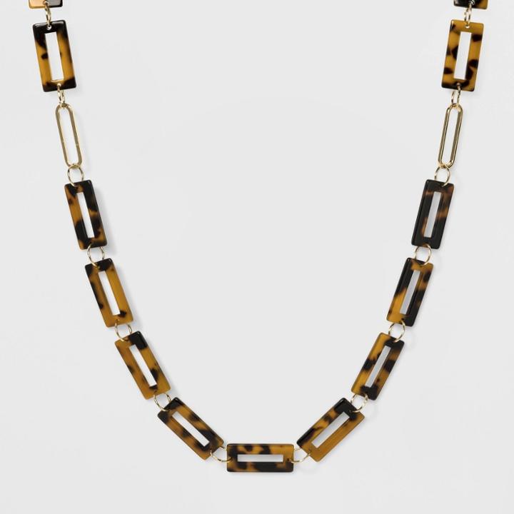 Rectangle Station Necklace - A New Day Tortoise/gold
